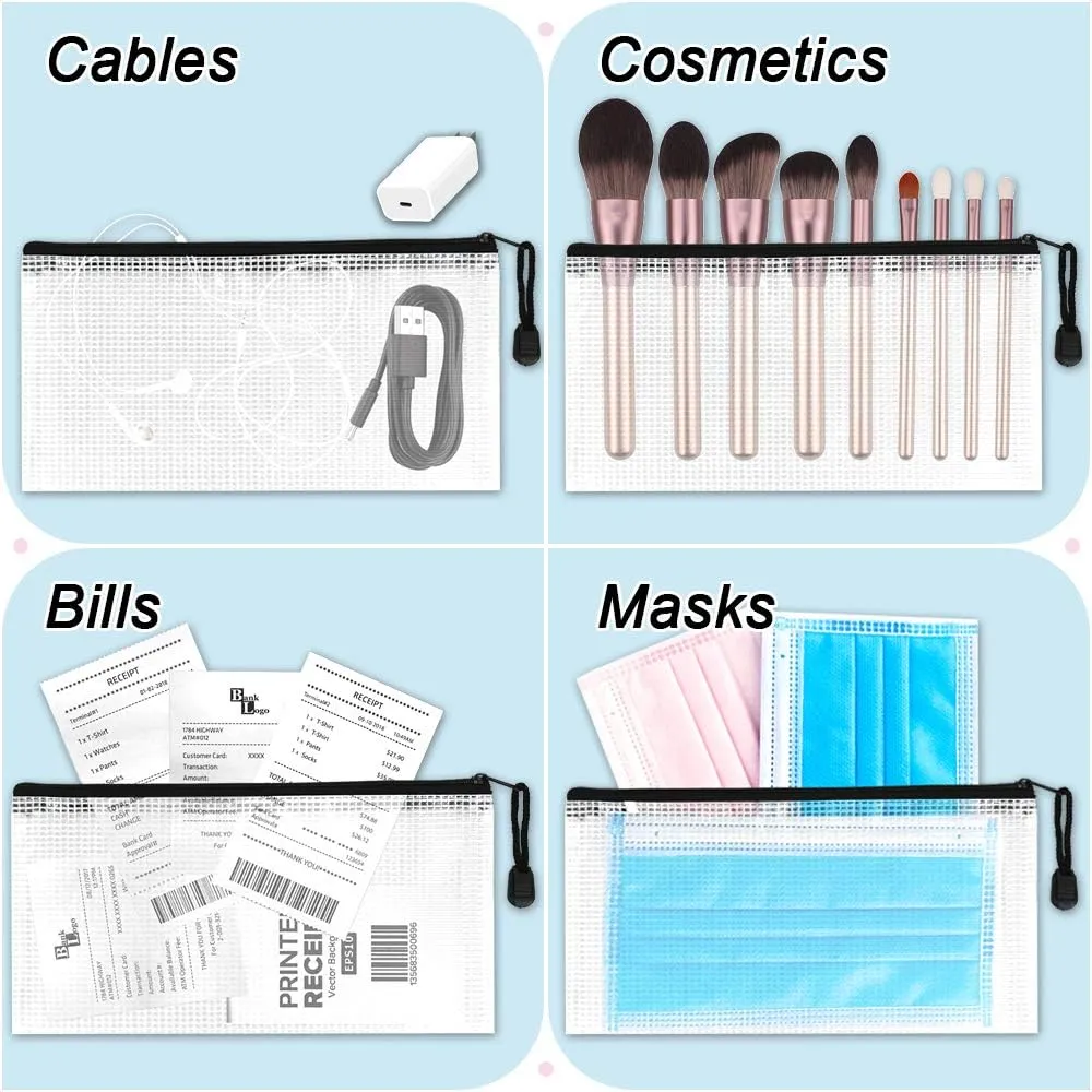 Umriox Pencil Pouches, 9.2 x 4.7 in (Black, 36 Packs), Clear Pencil Pouch Bulk, Pencil Bags with Zipper for Bill Stationary Cosmetics Travel Storage