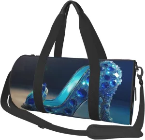 UNIOND Travel Duffle Bag Lightweight Sports Gym Bag for Men Women Foldable Carry on Weekender Overnight Bag Blue Crystal Shoes Canvas Sport Duffel Bag for Yoga Business Trip, Black