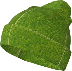 Unisex Green Grassland Knitted Hat for Outdoor Activities, Lightweight, Breathable, and Stylish Headgear