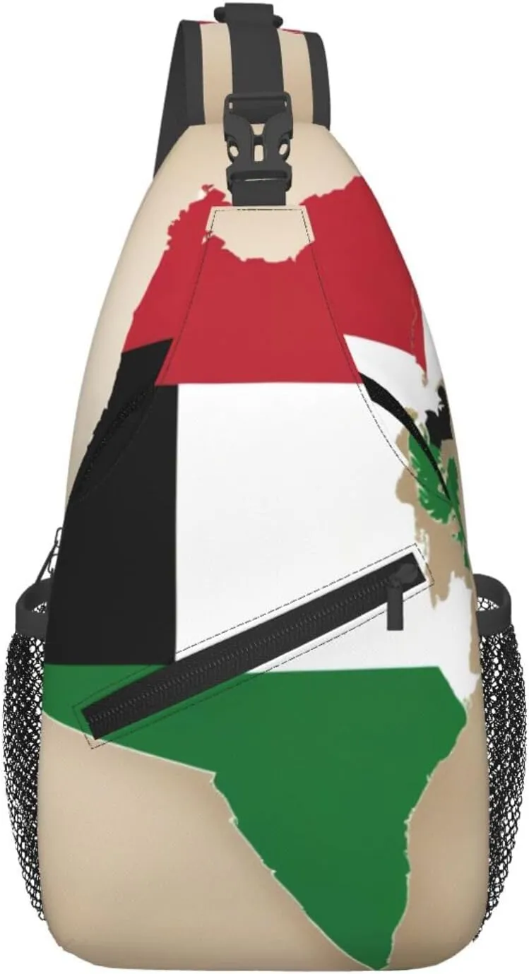 United Arab Emirates Flag Map01 Men'S Casual Chest Crossbody Bag, Lightweight Durable Shoulder Sling Pack For Daily Use, Travel, And Outdoor.