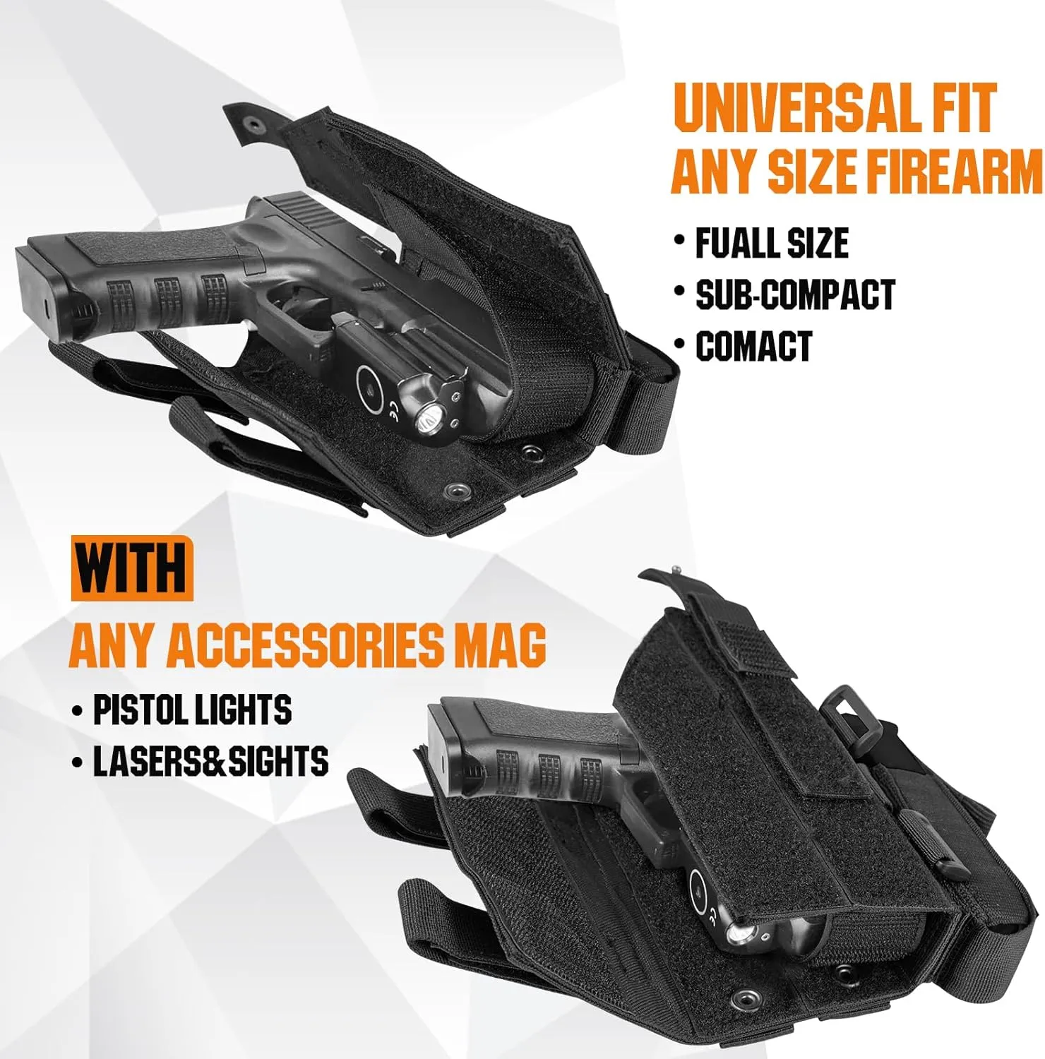 Universal Drop Leg Holster & Airsoft Pistol Holster with Removable MAG Pouch for Men,Leg Holster Fit Airsoft and Real Pistol (Barrel:3''-11'') with Scope,Light or Laser