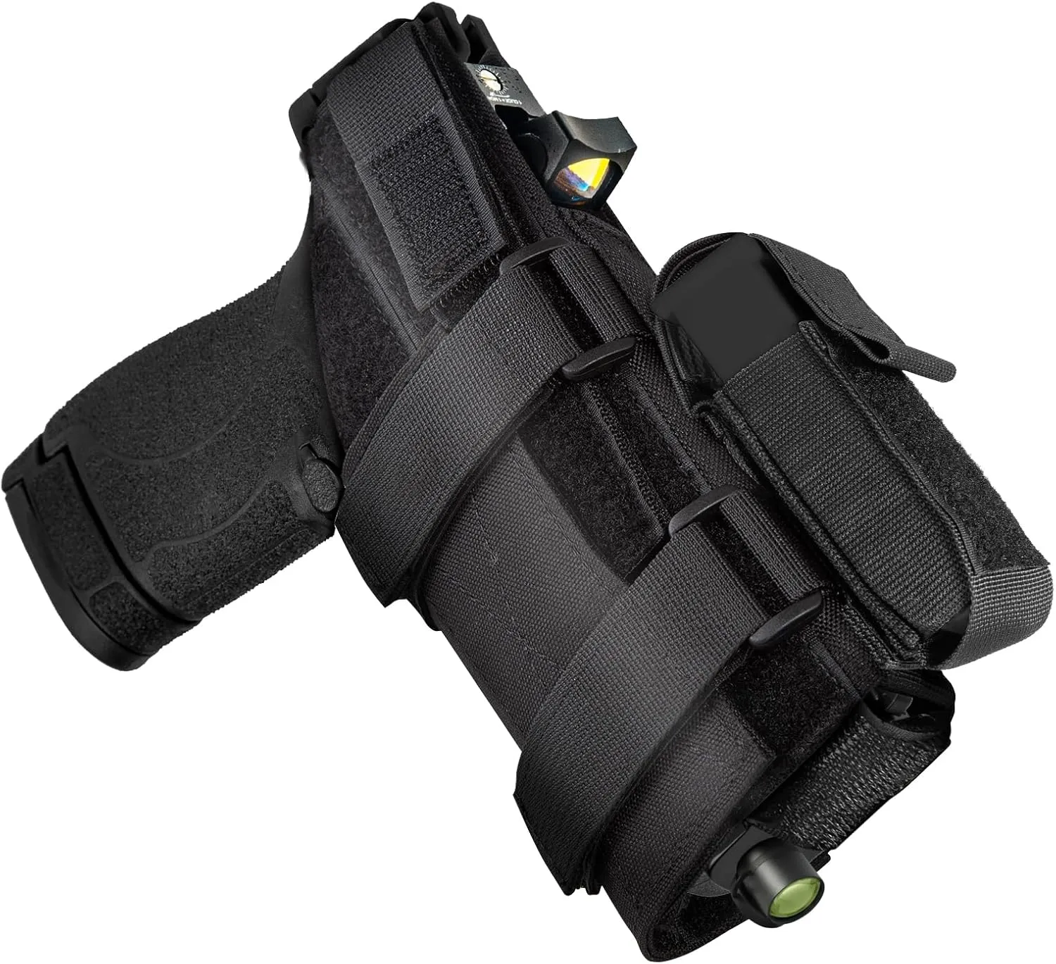 Universal Drop Leg Holster & Airsoft Pistol Holster with Removable MAG Pouch for Men,Leg Holster Fit Airsoft and Real Pistol (Barrel:3''-11'') with Scope,Light or Laser