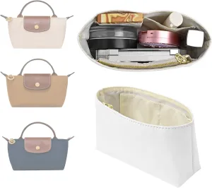 Upgraded Dupont Paper Mini Organizer Insert for Longchamp XS Bag wihte Zipper Purse Insert（Dupont Paper,Withe）