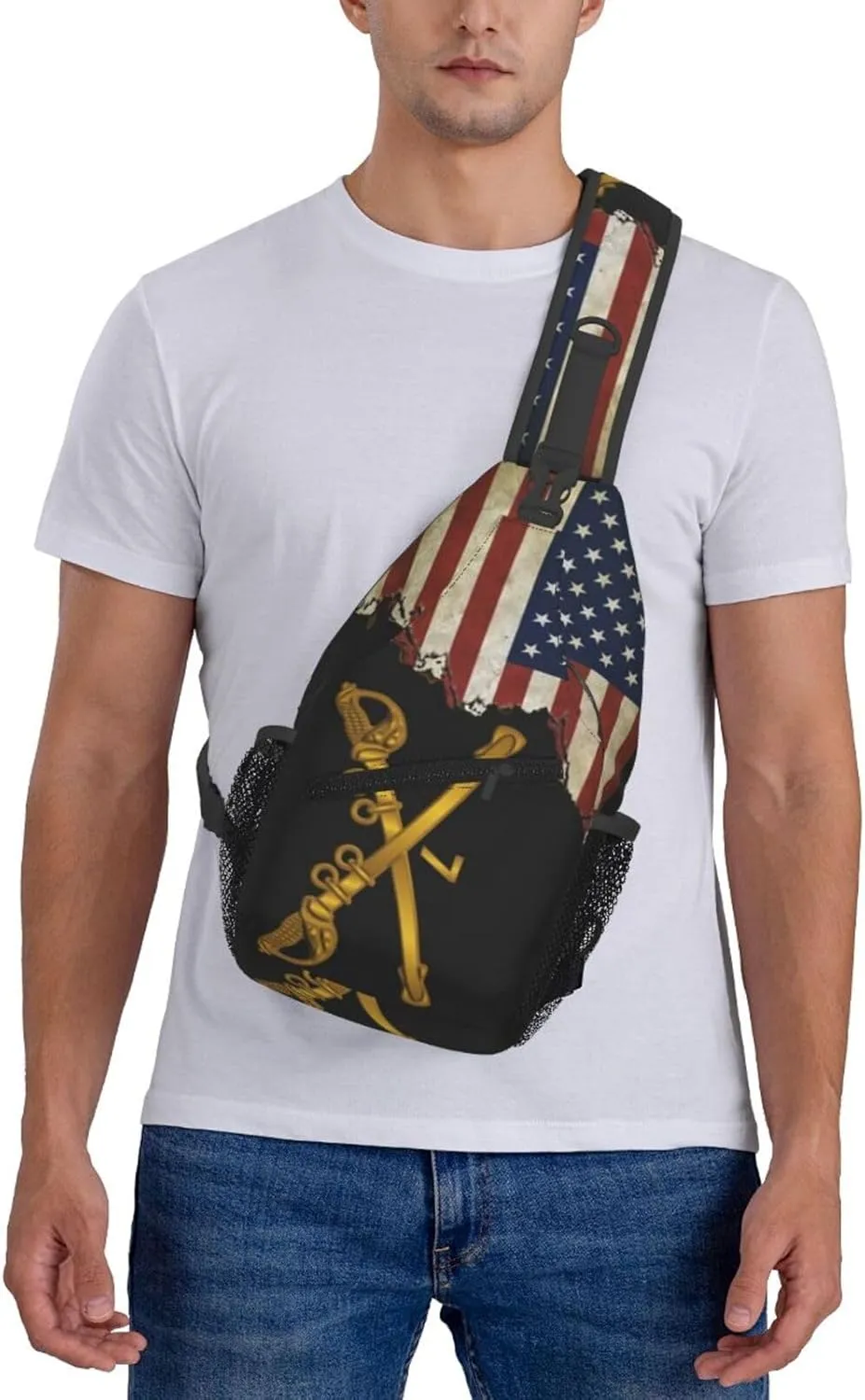Us Flag 7th Cavalry Branch Wo Txt Small Crossbody Backpack Sling Bag For Men Women Mini One Shoulder Chest Bags Gym Sport Travel Hiking Daypack