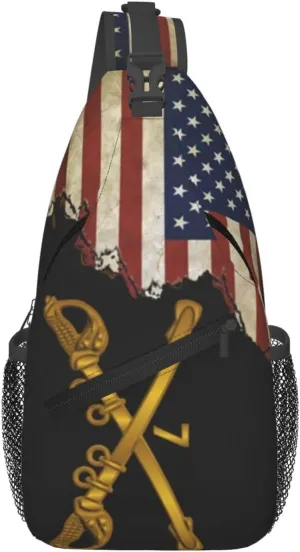 Us Flag 7th Cavalry Branch Wo Txt Small Crossbody Backpack Sling Bag For Men Women Mini One Shoulder Chest Bags Gym Sport Travel Hiking Daypack