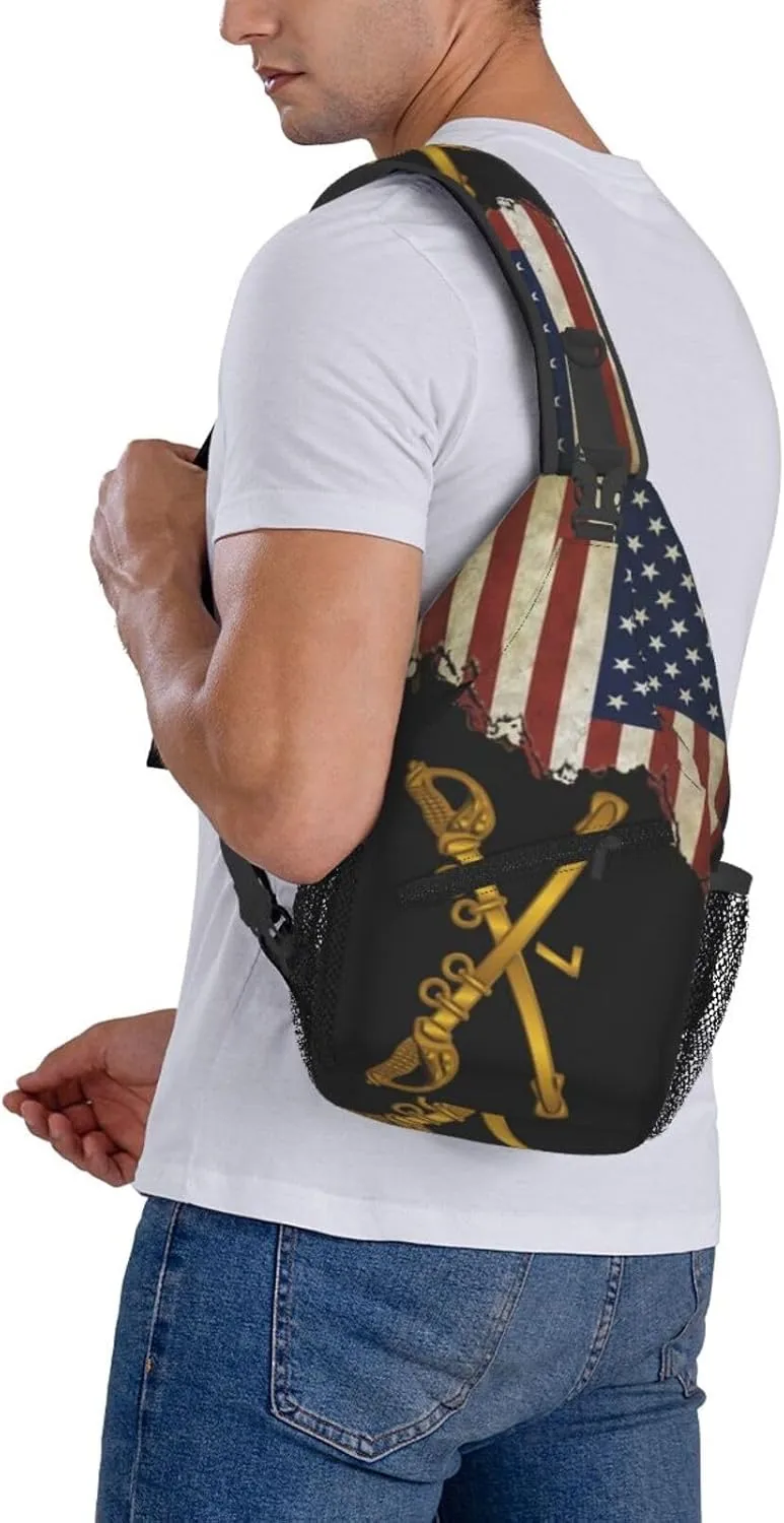Us Flag 7th Cavalry Branch Wo Txt Small Crossbody Backpack Sling Bag For Men Women Mini One Shoulder Chest Bags Gym Sport Travel Hiking Daypack