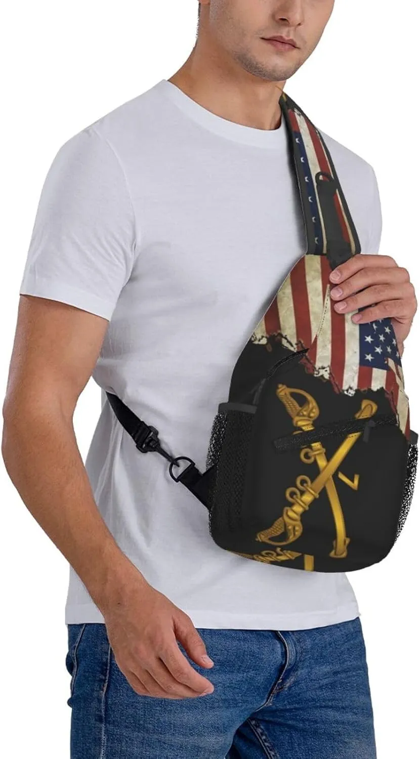 Us Flag 7th Cavalry Branch Wo Txt Small Crossbody Backpack Sling Bag For Men Women Mini One Shoulder Chest Bags Gym Sport Travel Hiking Daypack