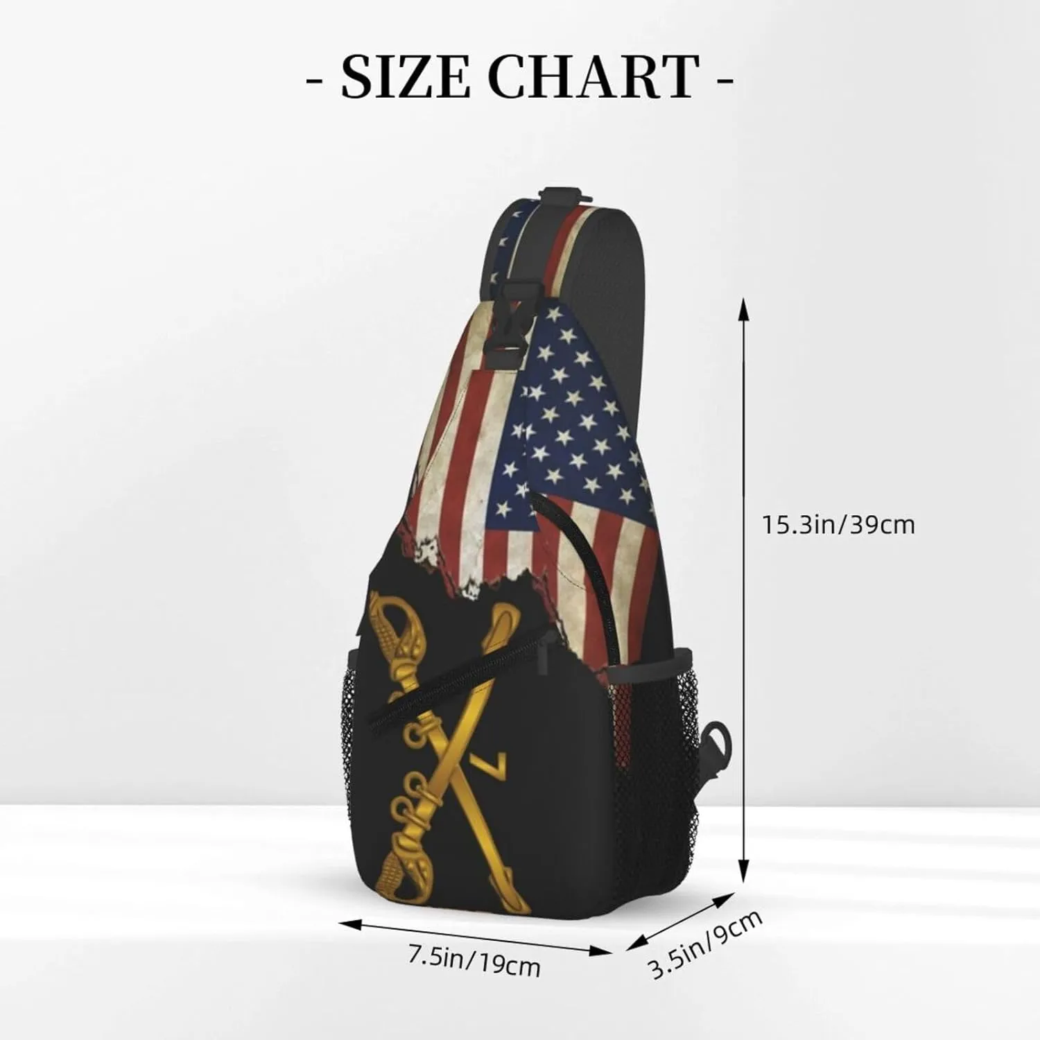 Us Flag 7th Cavalry Branch Wo Txt Small Crossbody Backpack Sling Bag For Men Women Mini One Shoulder Chest Bags Gym Sport Travel Hiking Daypack