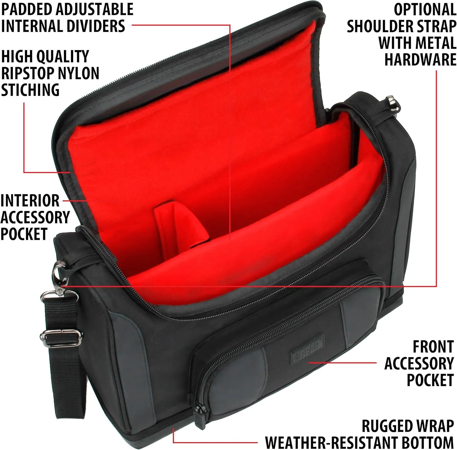 USA Gear Small Messenger Bag Compatible with Microsoft Surface Pro 11th Gen, Surface Pro 10, 9, 8 - Shoulder Bag Travel Tablet Case Fits Laptop Accessories, Charger, Keyboard, Mouse (Red)