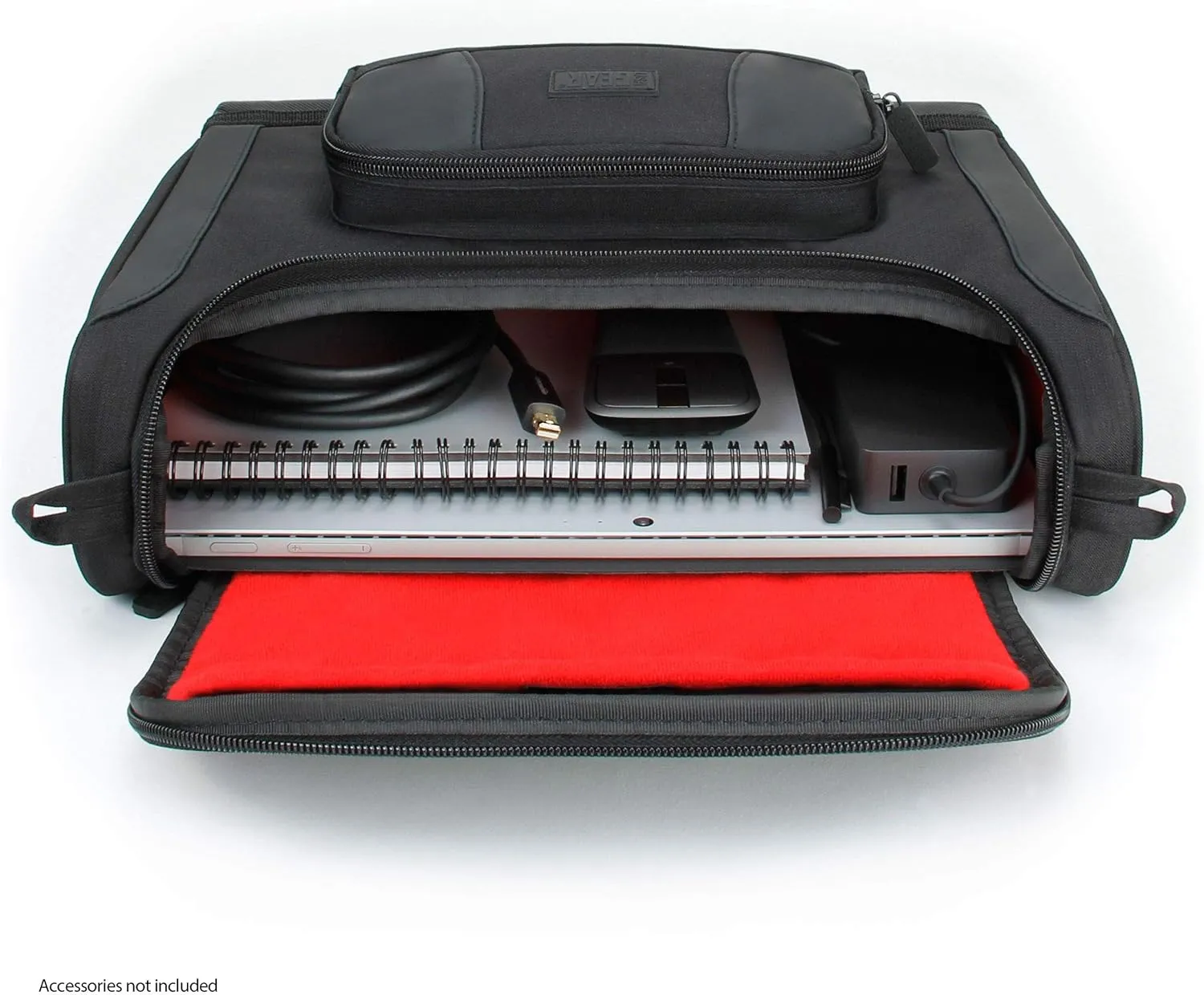 USA Gear Small Messenger Bag Compatible with Microsoft Surface Pro 11th Gen, Surface Pro 10, 9, 8 - Shoulder Bag Travel Tablet Case Fits Laptop Accessories, Charger, Keyboard, Mouse (Red)