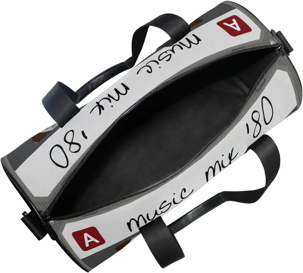 Use4 Cassette Tape Music Travel Duffel Bag Sport Gym Luggage Bag for Men Women