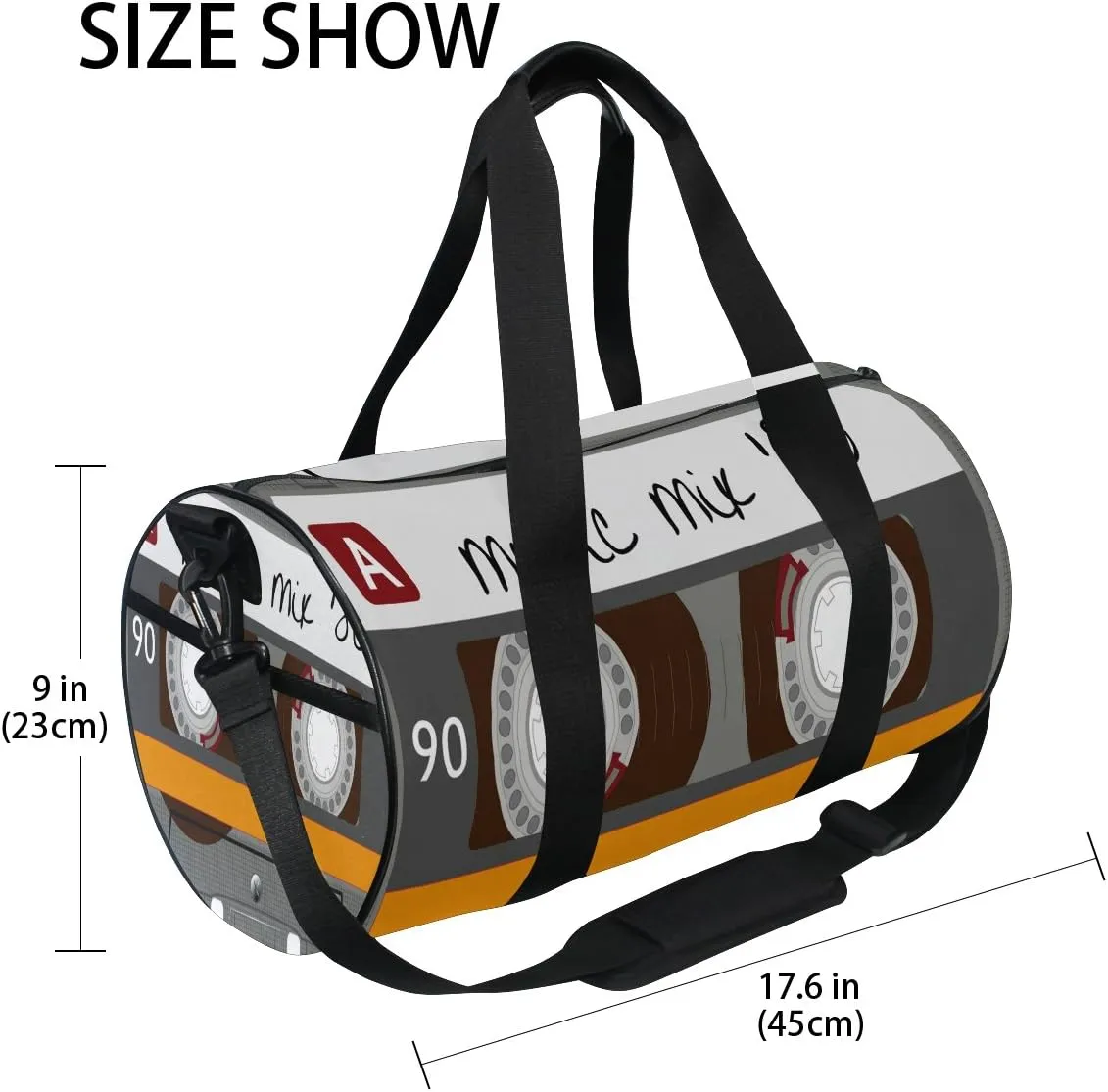 Use4 Cassette Tape Music Travel Duffel Bag Sport Gym Luggage Bag for Men Women