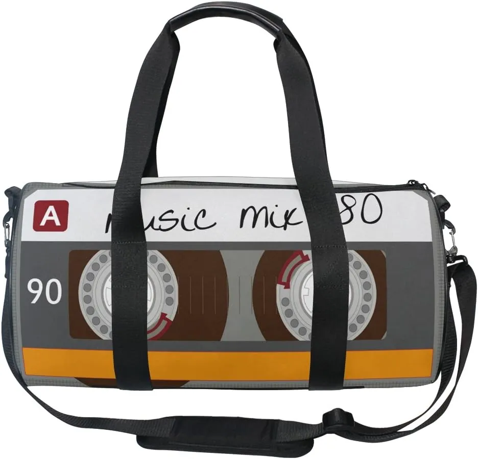 Use4 Cassette Tape Music Travel Duffel Bag Sport Gym Luggage Bag for Men Women