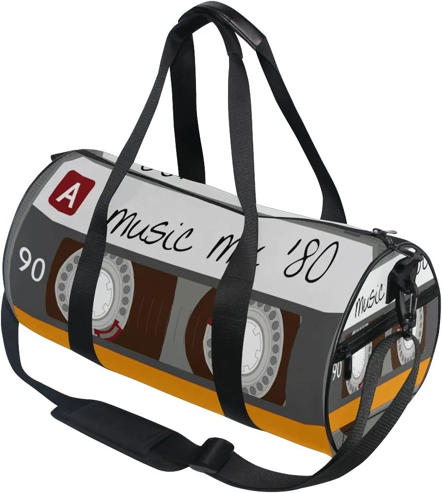 Use4 Cassette Tape Music Travel Duffel Bag Sport Gym Luggage Bag for Men Women