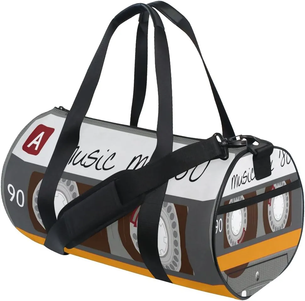 Use4 Cassette Tape Music Travel Duffel Bag Sport Gym Luggage Bag for Men Women