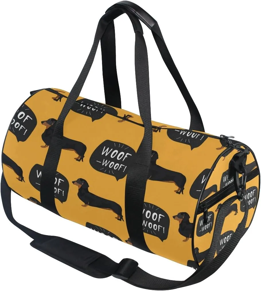 Use4 Cute Cartoon Dachshund Dog Travel Duffel Bag Sport Gym Luggage Bag for Men Women