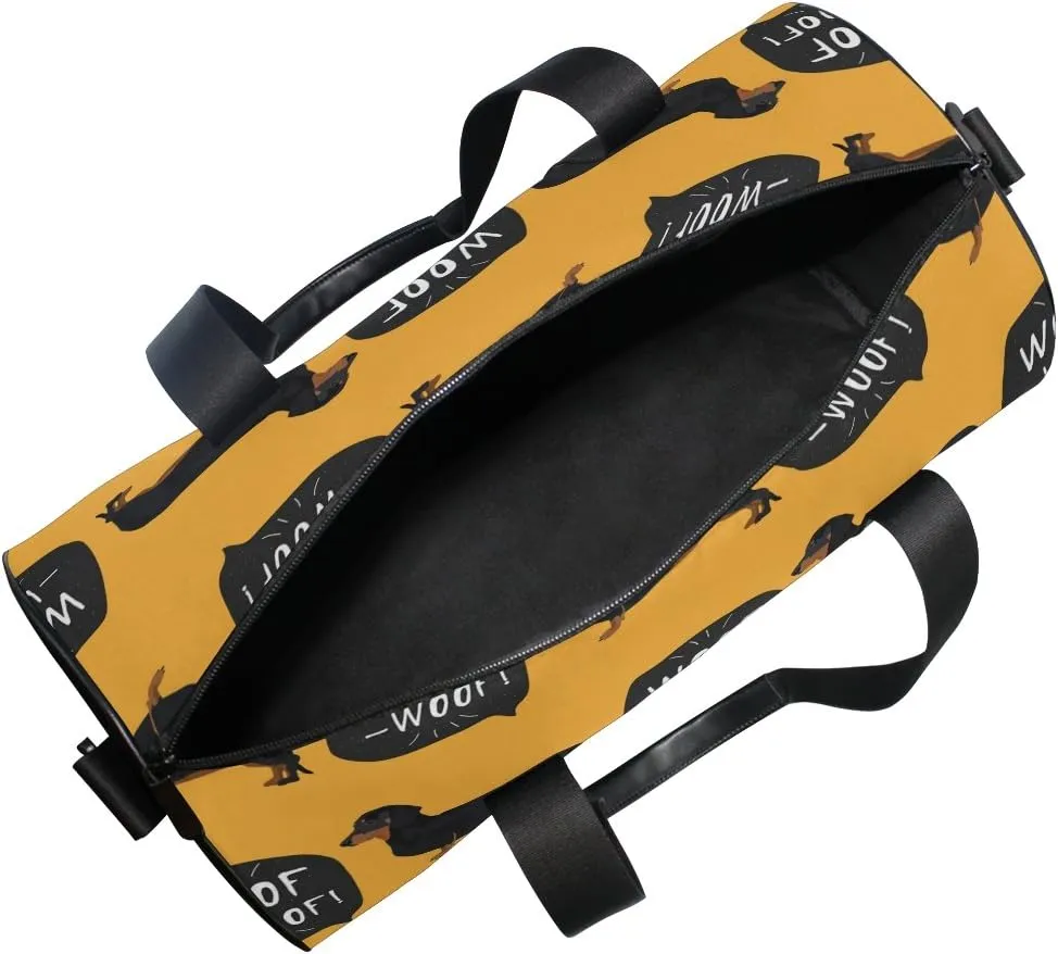 Use4 Cute Cartoon Dachshund Dog Travel Duffel Bag Sport Gym Luggage Bag for Men Women