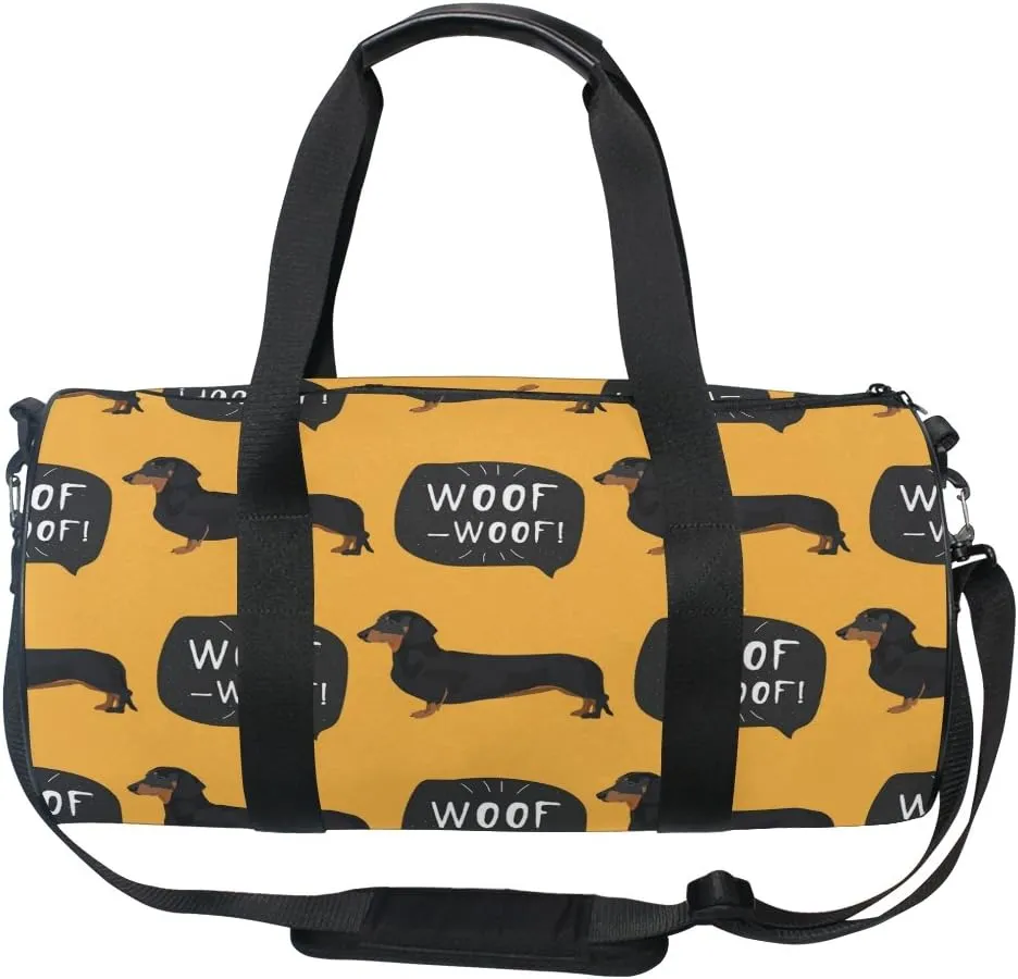 Use4 Cute Cartoon Dachshund Dog Travel Duffel Bag Sport Gym Luggage Bag for Men Women
