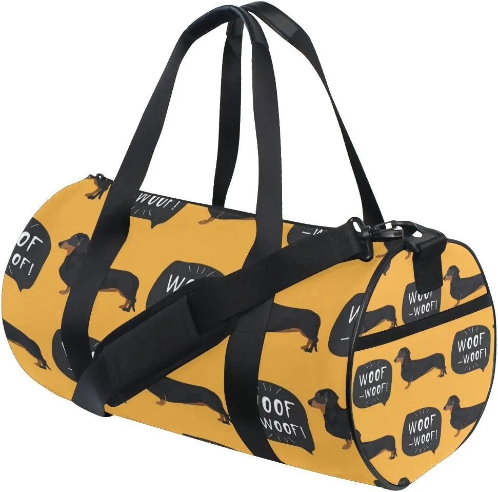 Use4 Cute Cartoon Dachshund Dog Travel Duffel Bag Sport Gym Luggage Bag for Men Women