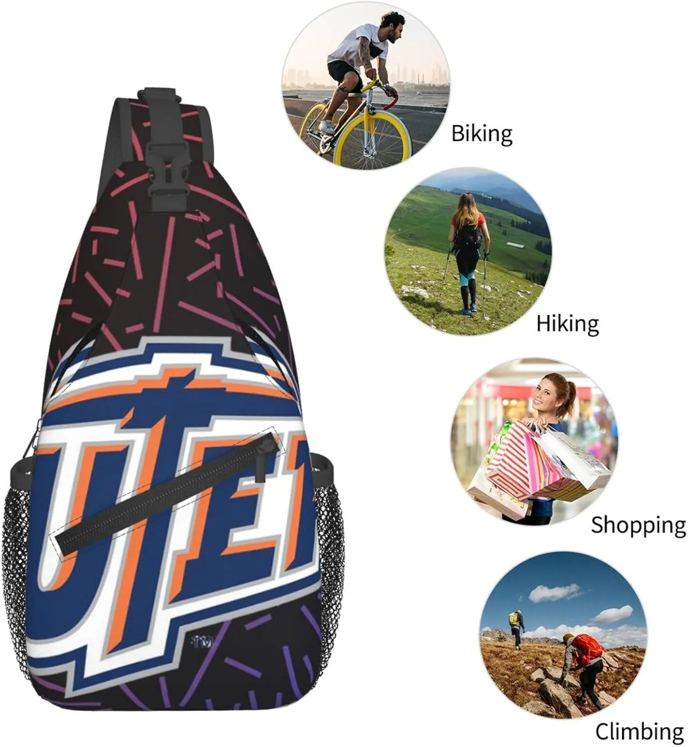 Utep Miners Crossbody For Men Women Sling Chest Bag Shoulder Bag Lightweight One Strap Backpack Multipurpose Travel Hiking Daypack