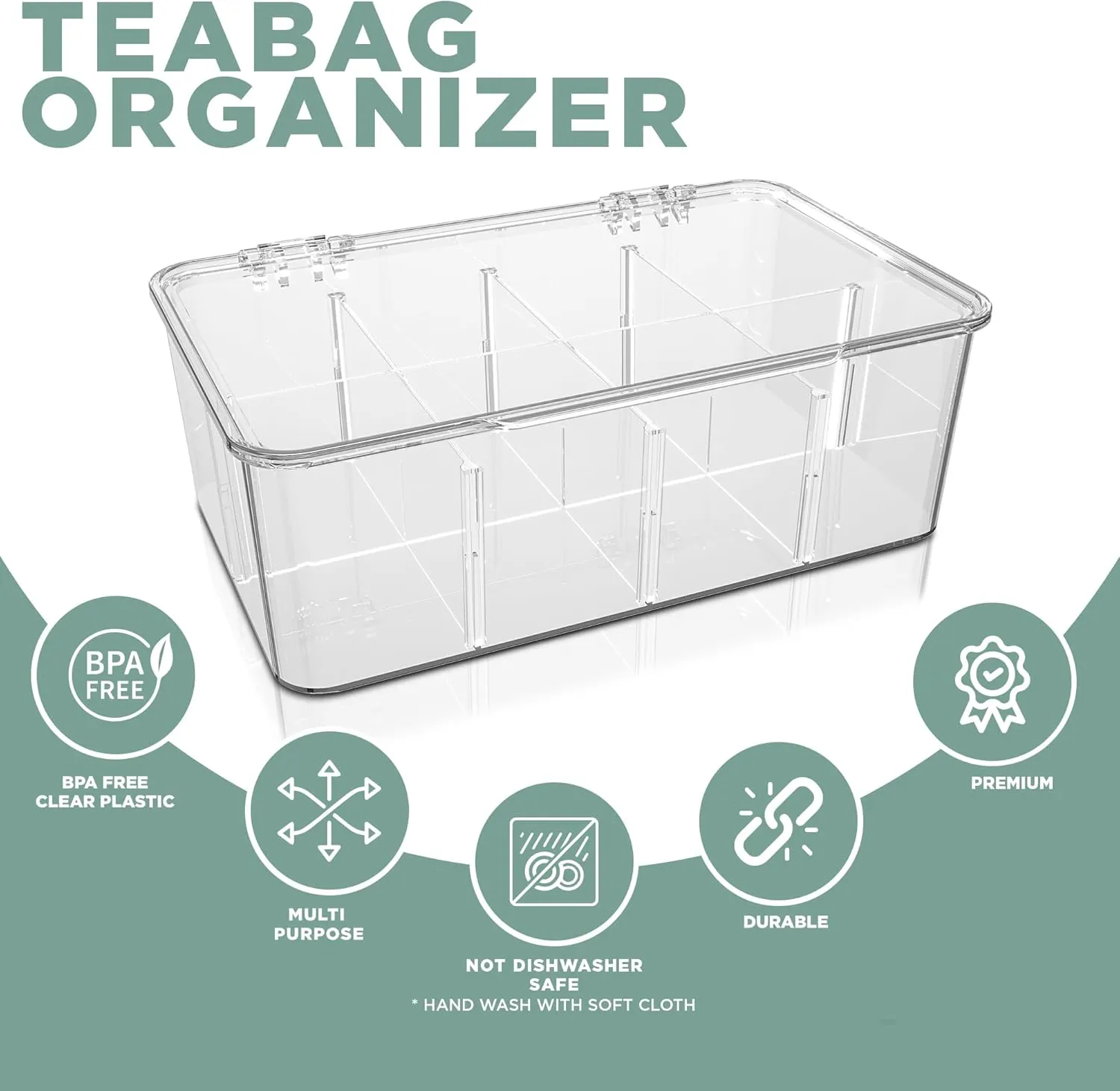 Utopia Home 3 Pack Tea Bag Organizer - Stackable Tea Bag Storage Organizer with Lid - Tea bag holder For Kitchen Organizers and Storage, Multi-Functional Kitchen Organizer, Home organizer (Clear)