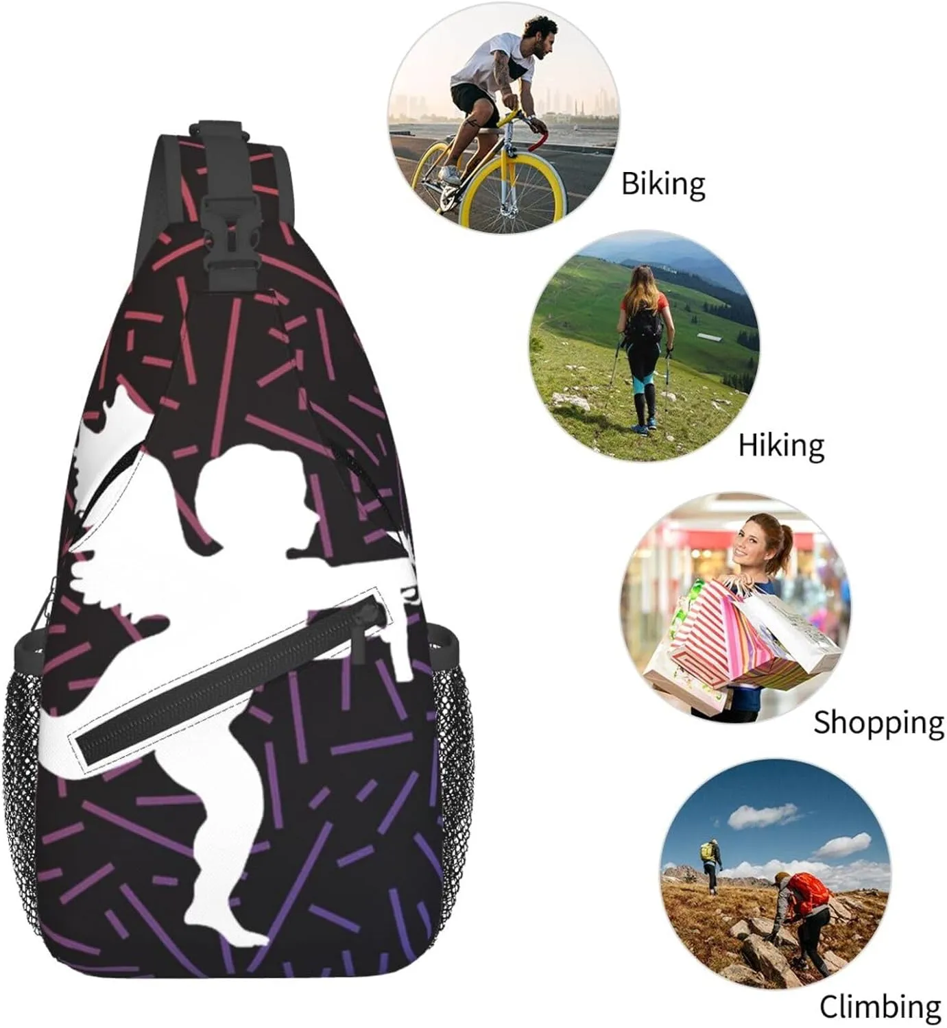 Vanilla Ice Cupid Crossbody For Men Women Sling Chest Bag Shoulder Bag Lightweight One Strap Backpack Multipurpose Travel Hiking Daypack