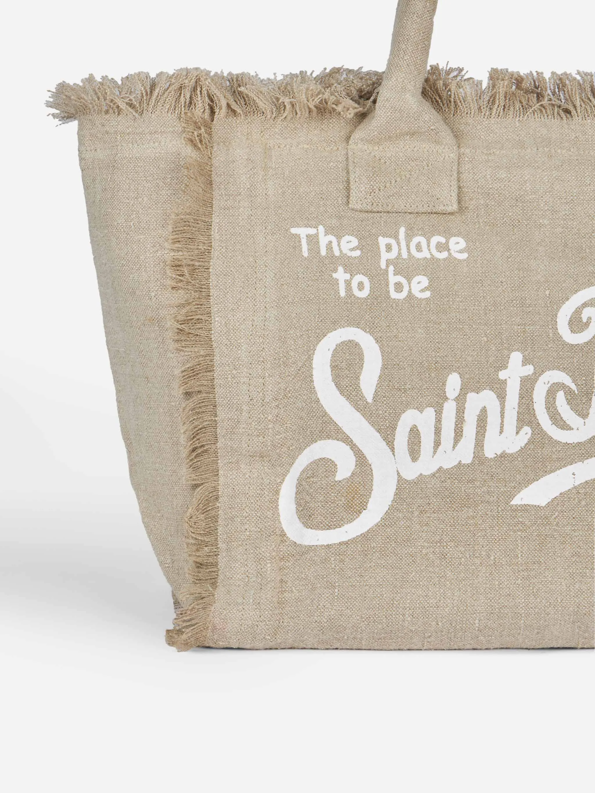 Vanity beige linen shoulder bag