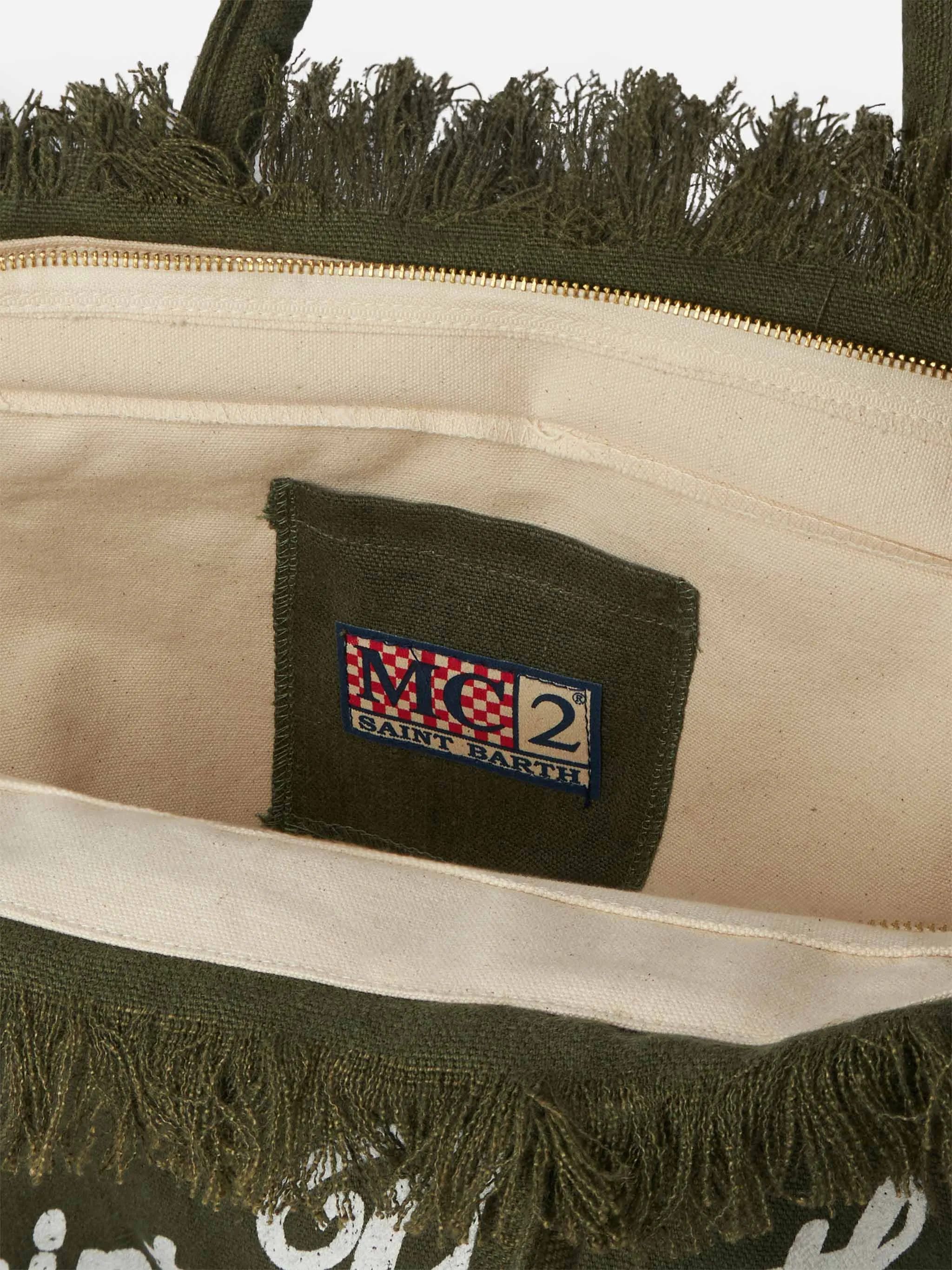 Vanity military green linen shoulder bag