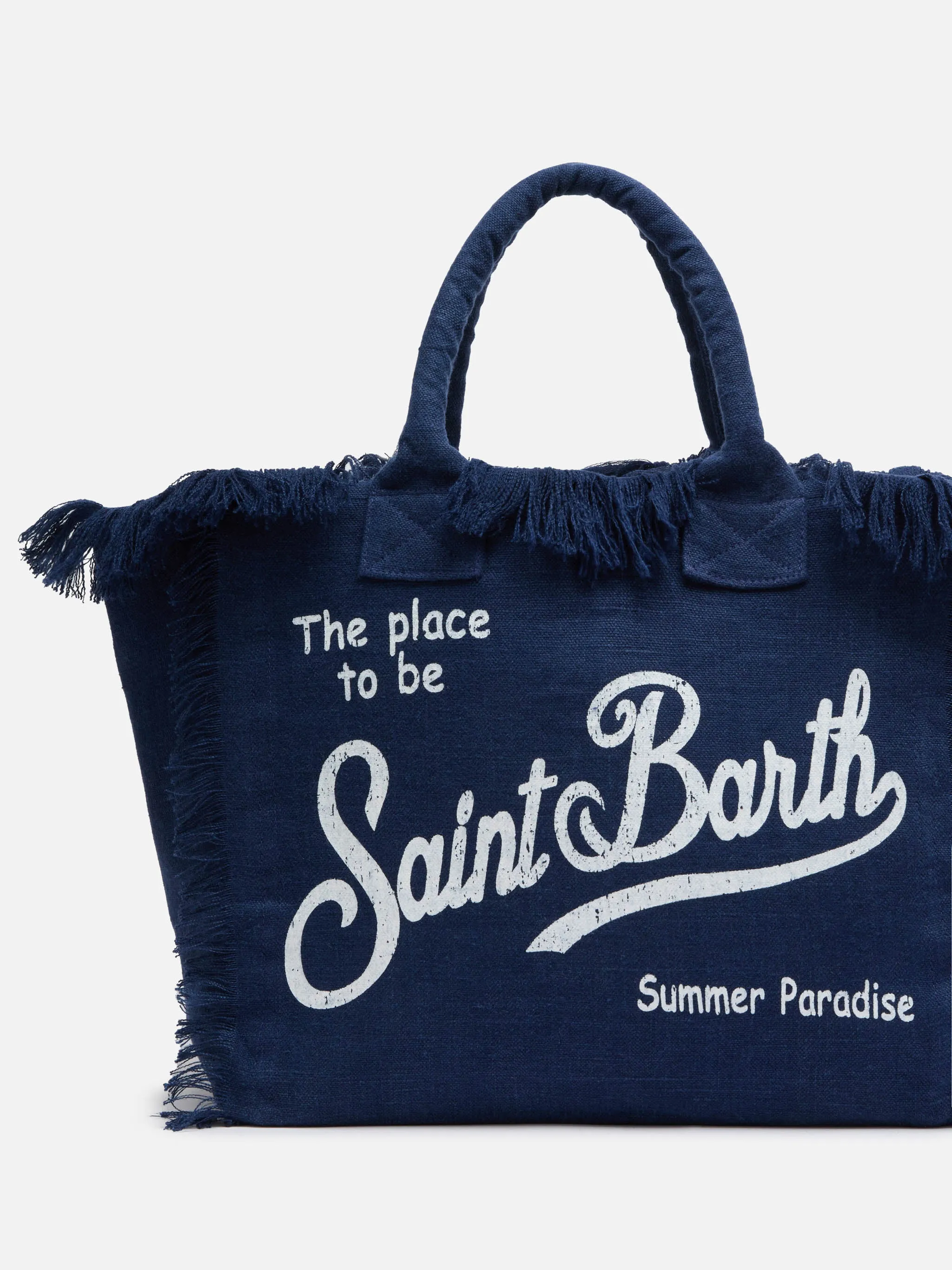 Vanity navy blue linen shoulder bag