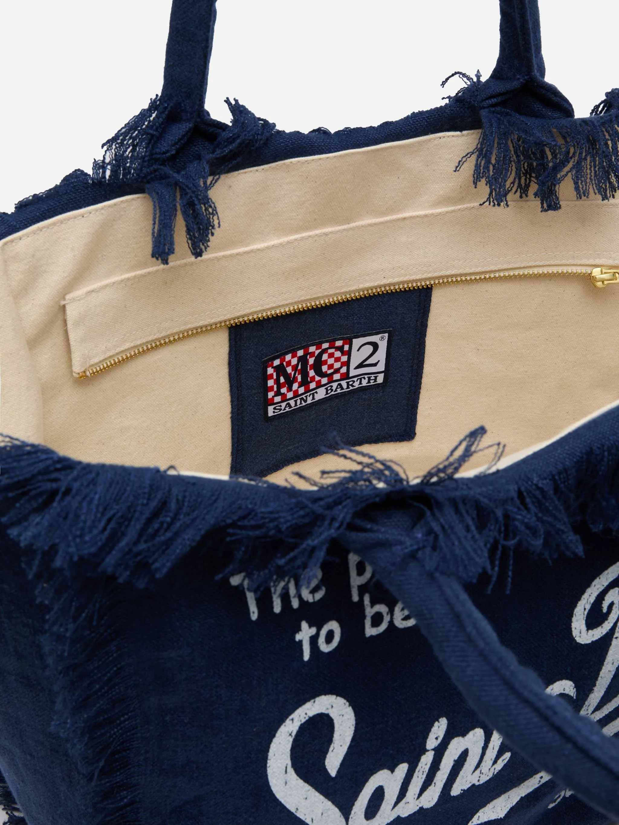 Vanity navy blue linen shoulder bag