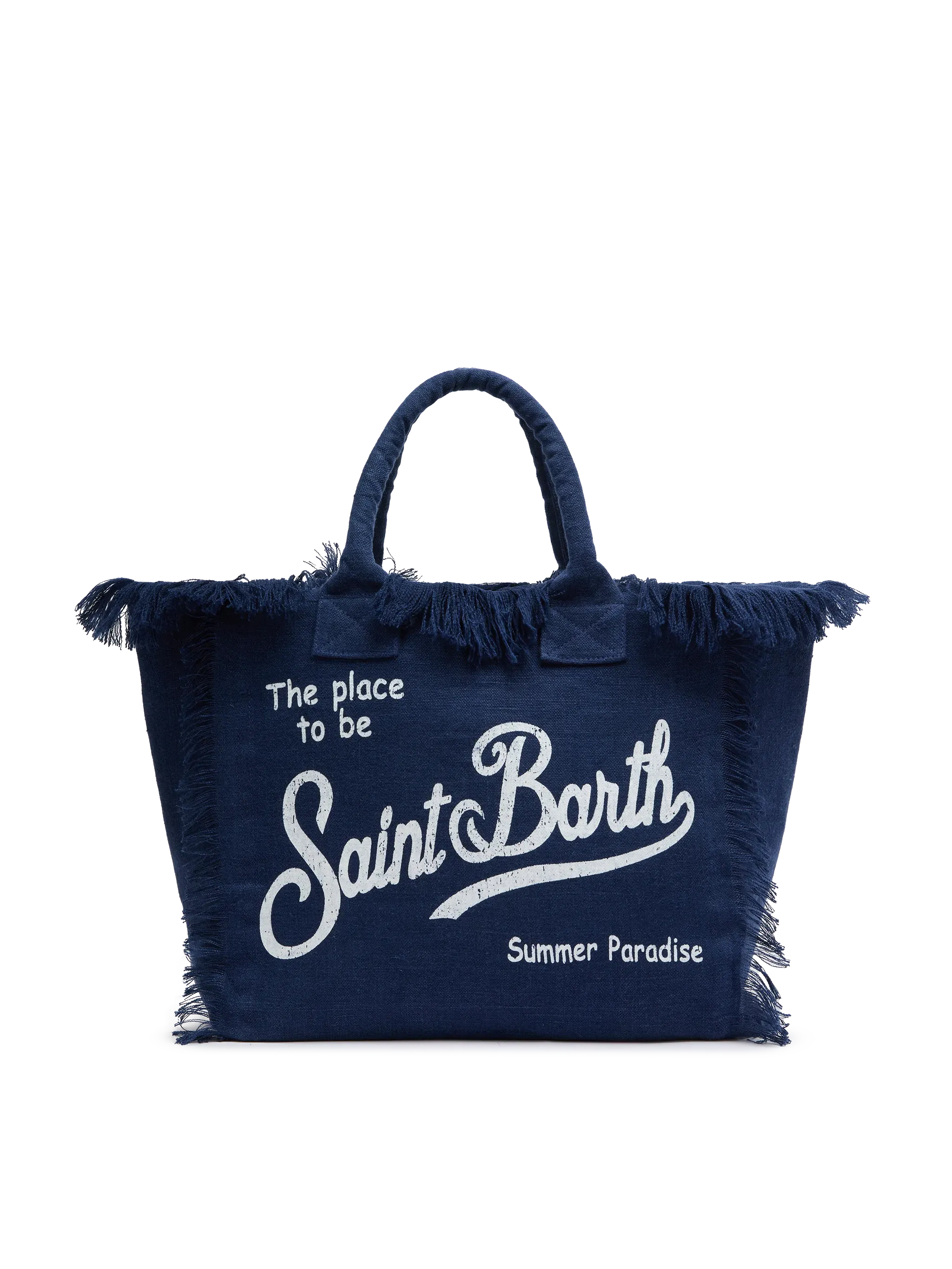 Vanity navy blue linen shoulder bag