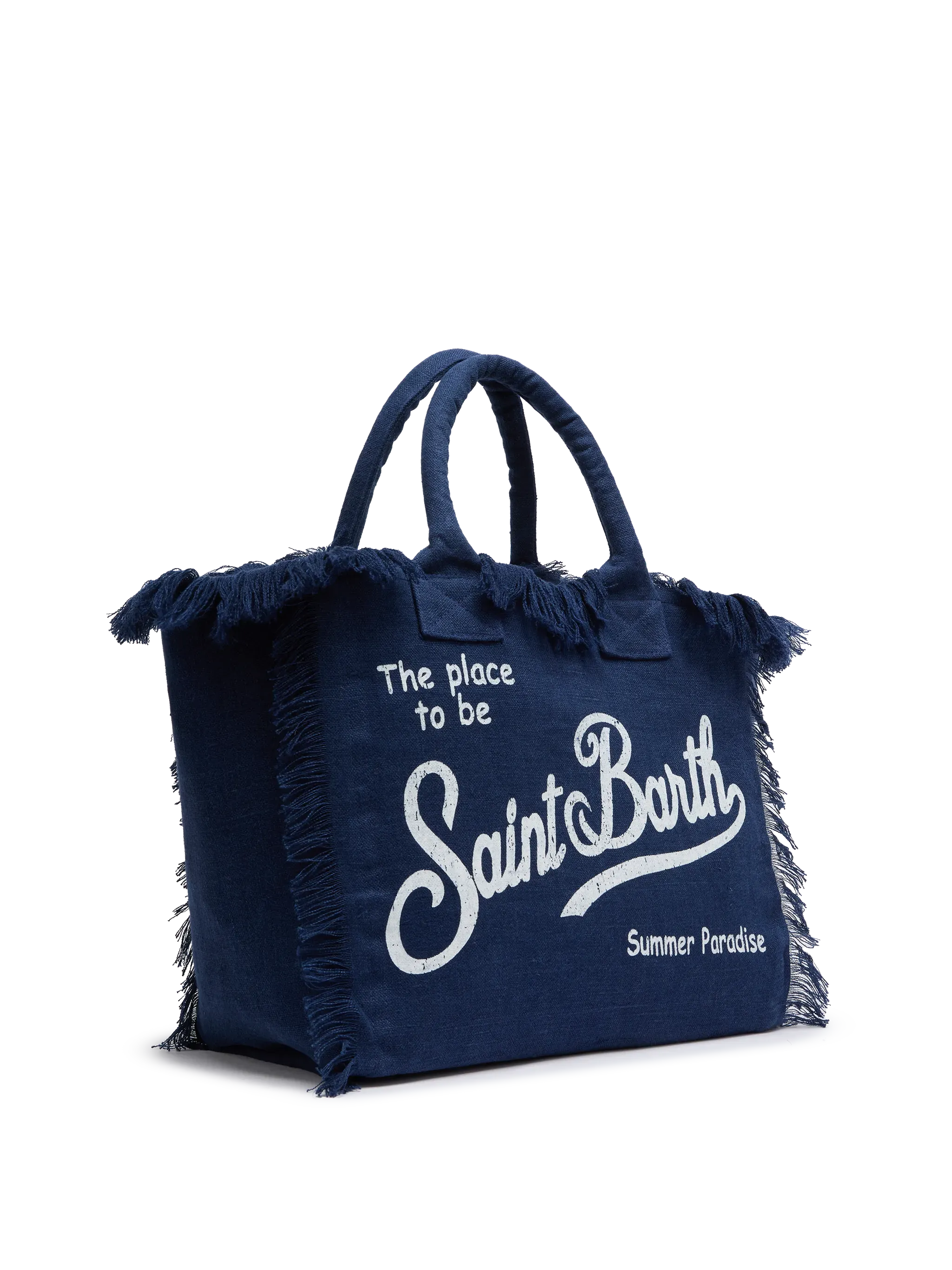Vanity navy blue linen shoulder bag