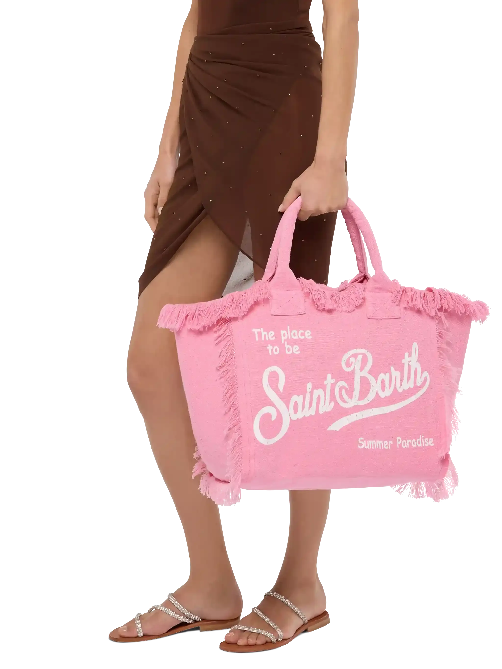 Vanity pink linen shoulder bag