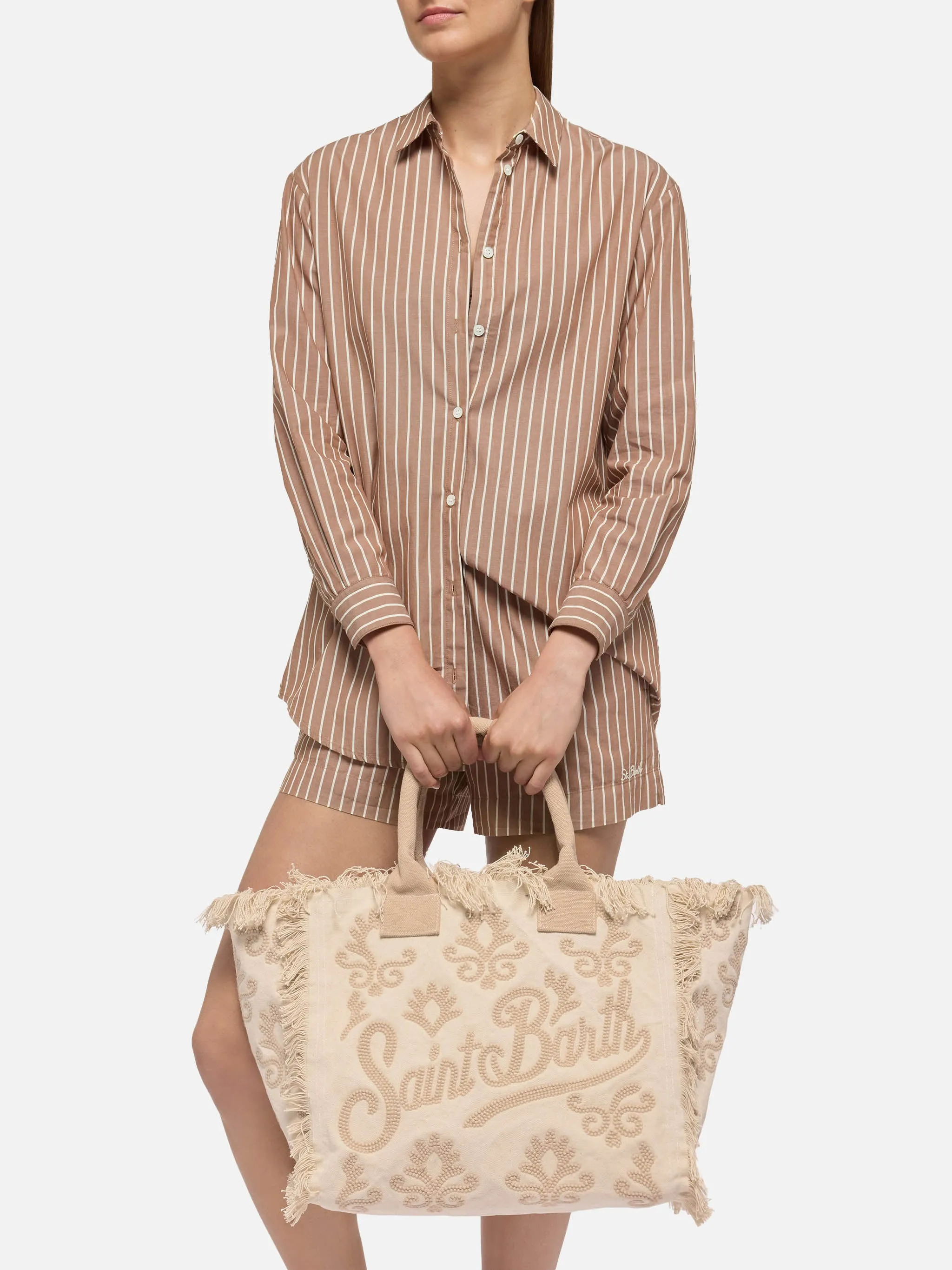 Vanity Rug white and beige cotton tote bag