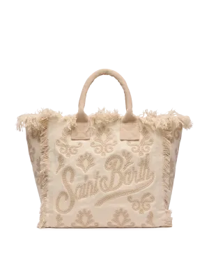 Vanity Rug white and beige cotton tote bag
