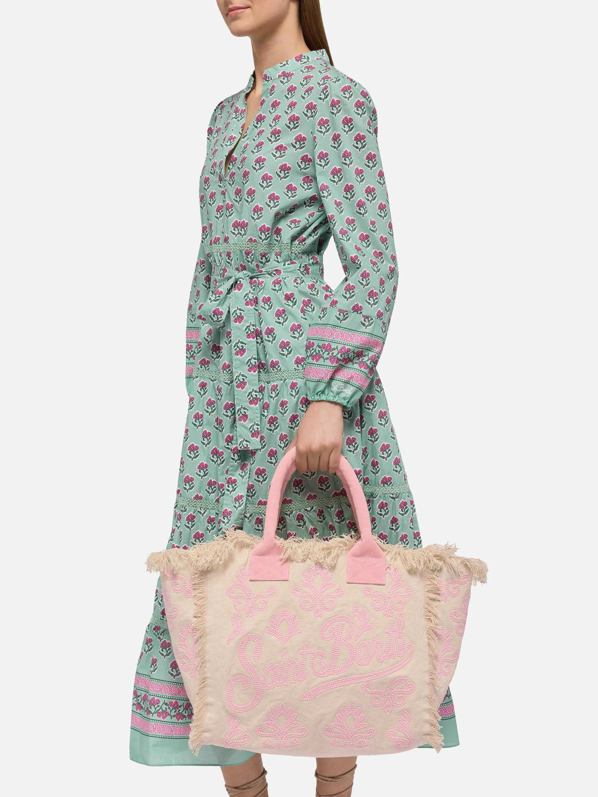 Vanity Rug white and pink cotton tote bag