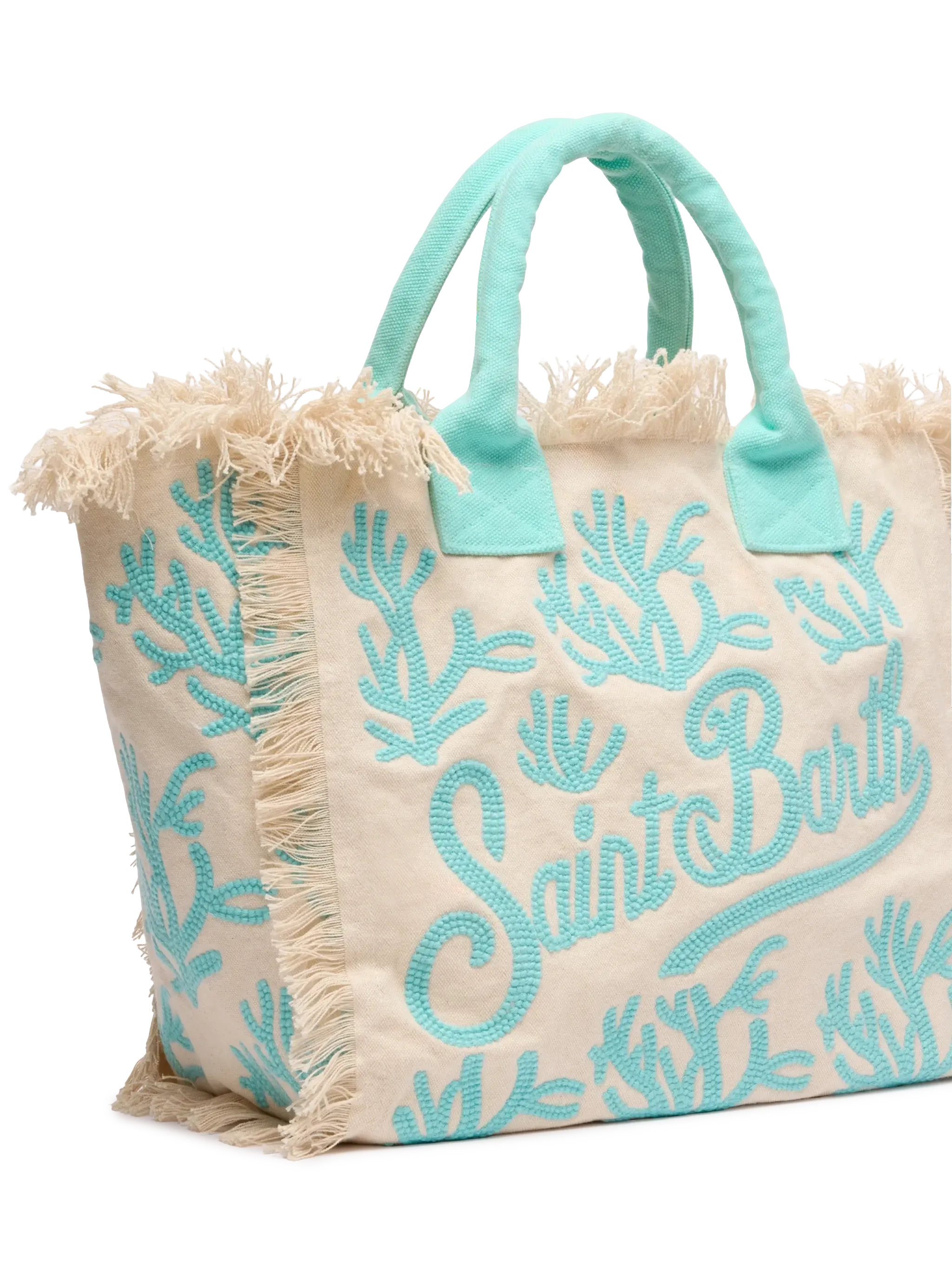 Vanity Rug white and water green cotton tote bag