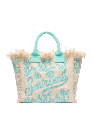 Vanity Rug white and water green cotton tote bag