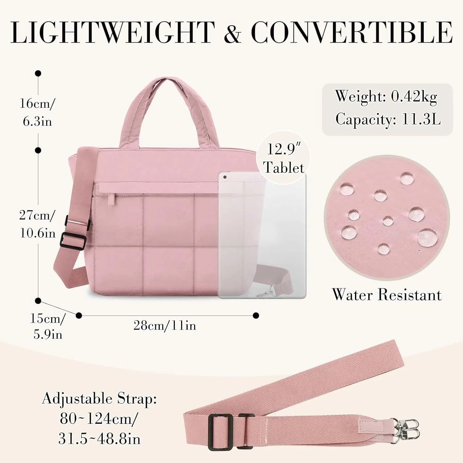 VASCHY Small Puffer Tote Bag for Women, Lightweight Mini Quilted Crossbody Cute Satchel Puffy Tote Handbag Purse for Gym