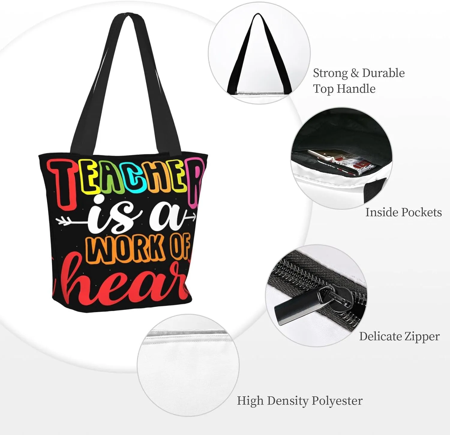 Vegan From My Head Tomatoes Vegetarian Tote Bag for Women Lightweight Shopping Handbag Large Capacity Shoulder Bag