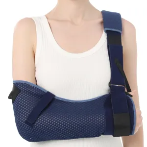 Velpeau Arm Sling Shoulder Immobilizer with Waist Strap, Ventilated & Breathable Design, Arm Support Brace for Shoulder, Rotator Cuff, Elbow, Hand injury (Mesh Version, Blue, Right, S: Bust 25-30.5″)