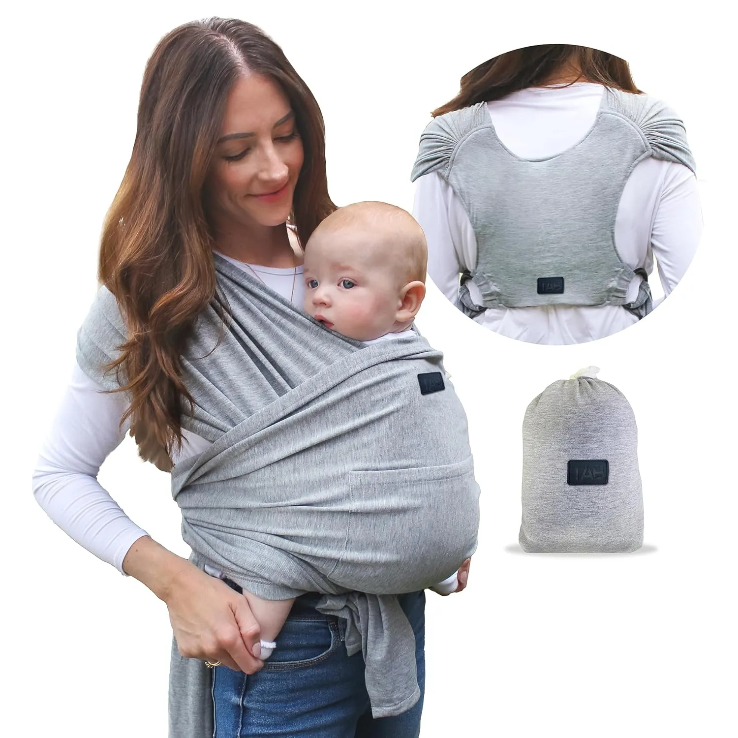 Versatile Gray & Black Baby Carrier Wrap: Comfortable, Soft & Supportive, Adjustable Ring Sling for Mom & Dad, Ideal for Baby Registry, Newborn to Toddler, Baby Shower