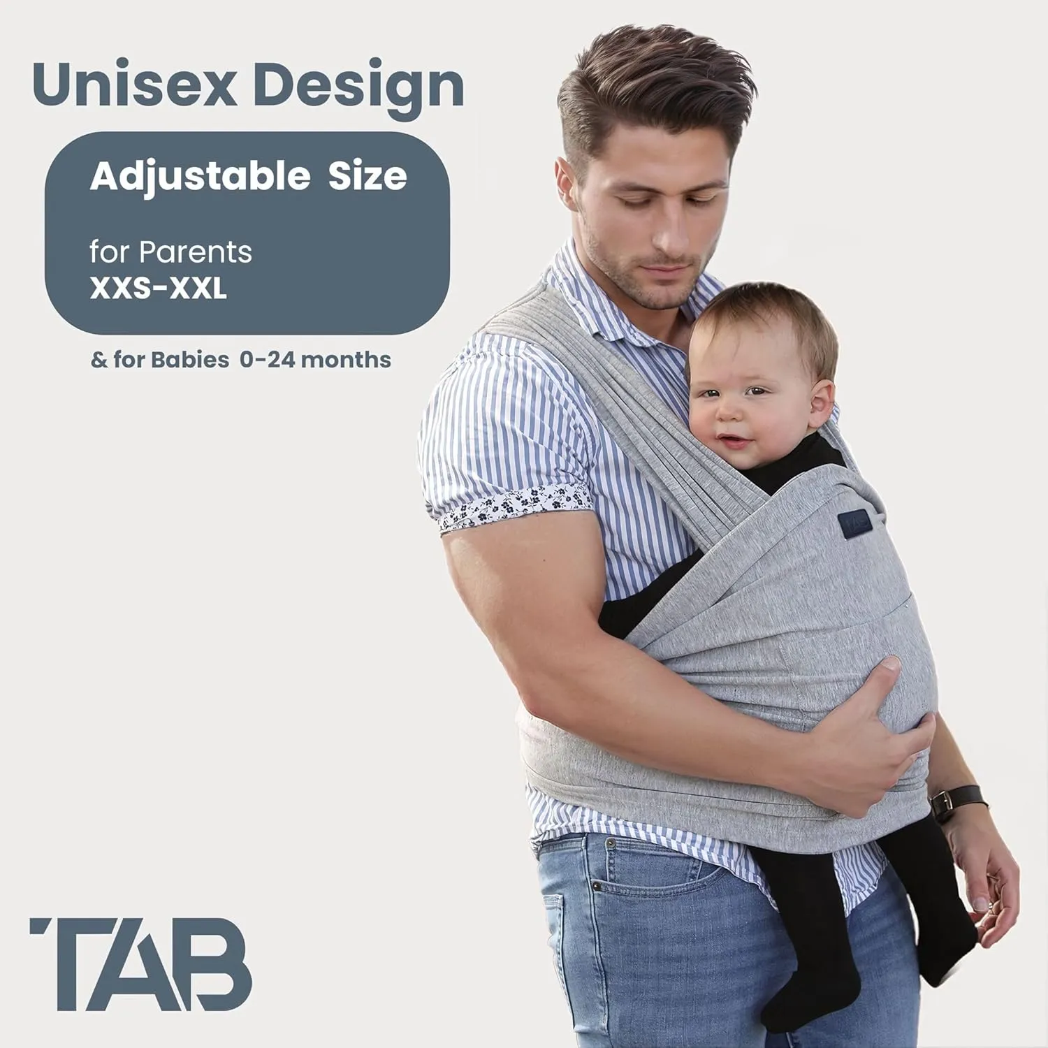 Versatile Gray & Black Baby Carrier Wrap: Comfortable, Soft & Supportive, Adjustable Ring Sling for Mom & Dad, Ideal for Baby Registry, Newborn to Toddler, Baby Shower