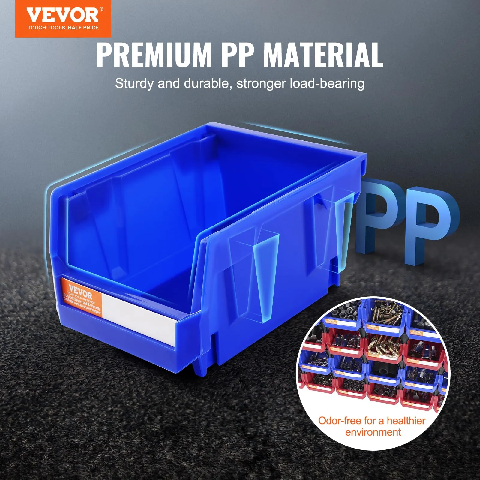 VEVOR Plastic Stackable Storage Bins 24 Pack (5 x 4 x 3-Inch), Hanging Stackable Storage Organizer Bins, Heavy Duty Stacking Containers for Closet,