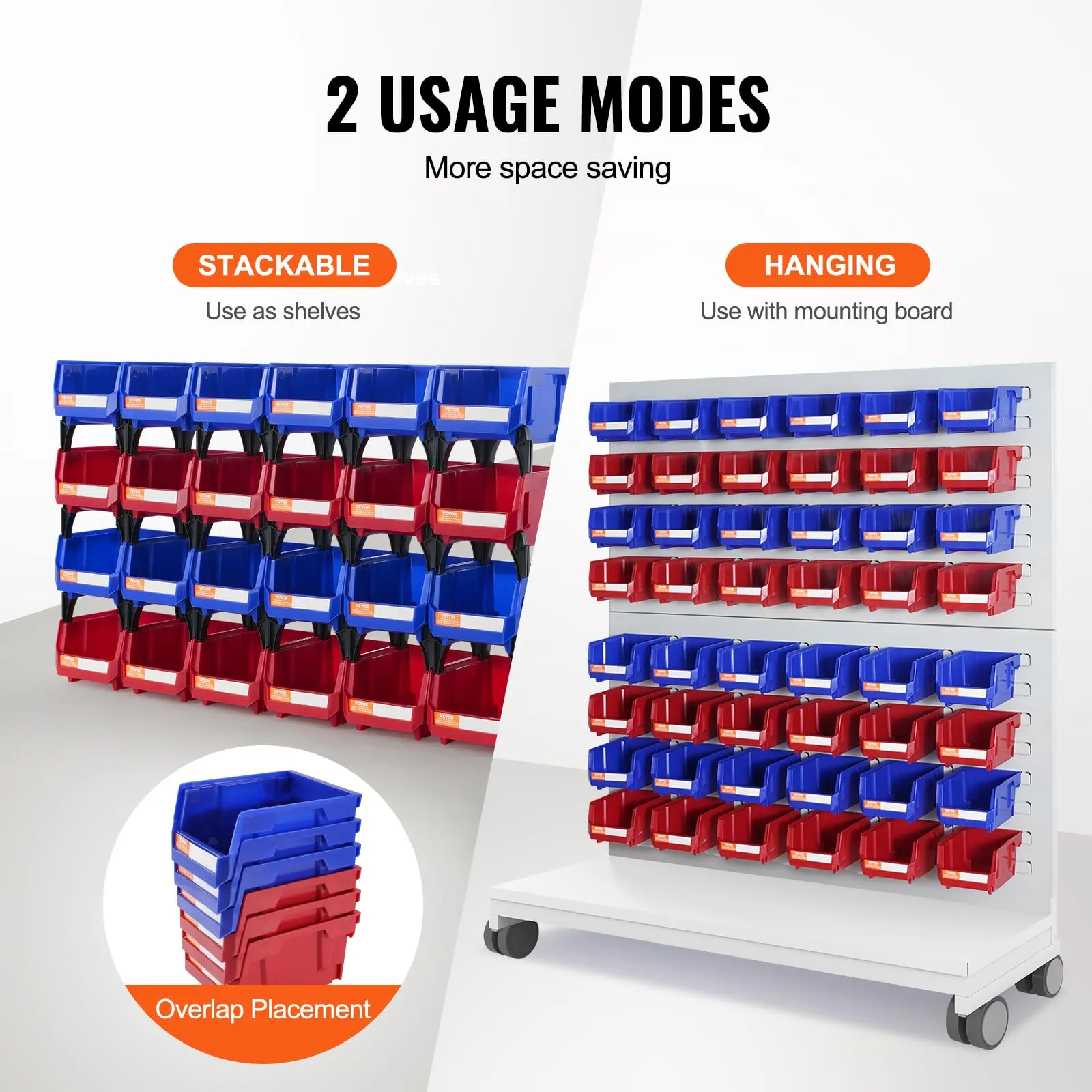 VEVOR Plastic Stackable Storage Bins 24 Pack (5 x 4 x 3-Inch), Hanging Stackable Storage Organizer Bins, Heavy Duty Stacking Containers for Closet,