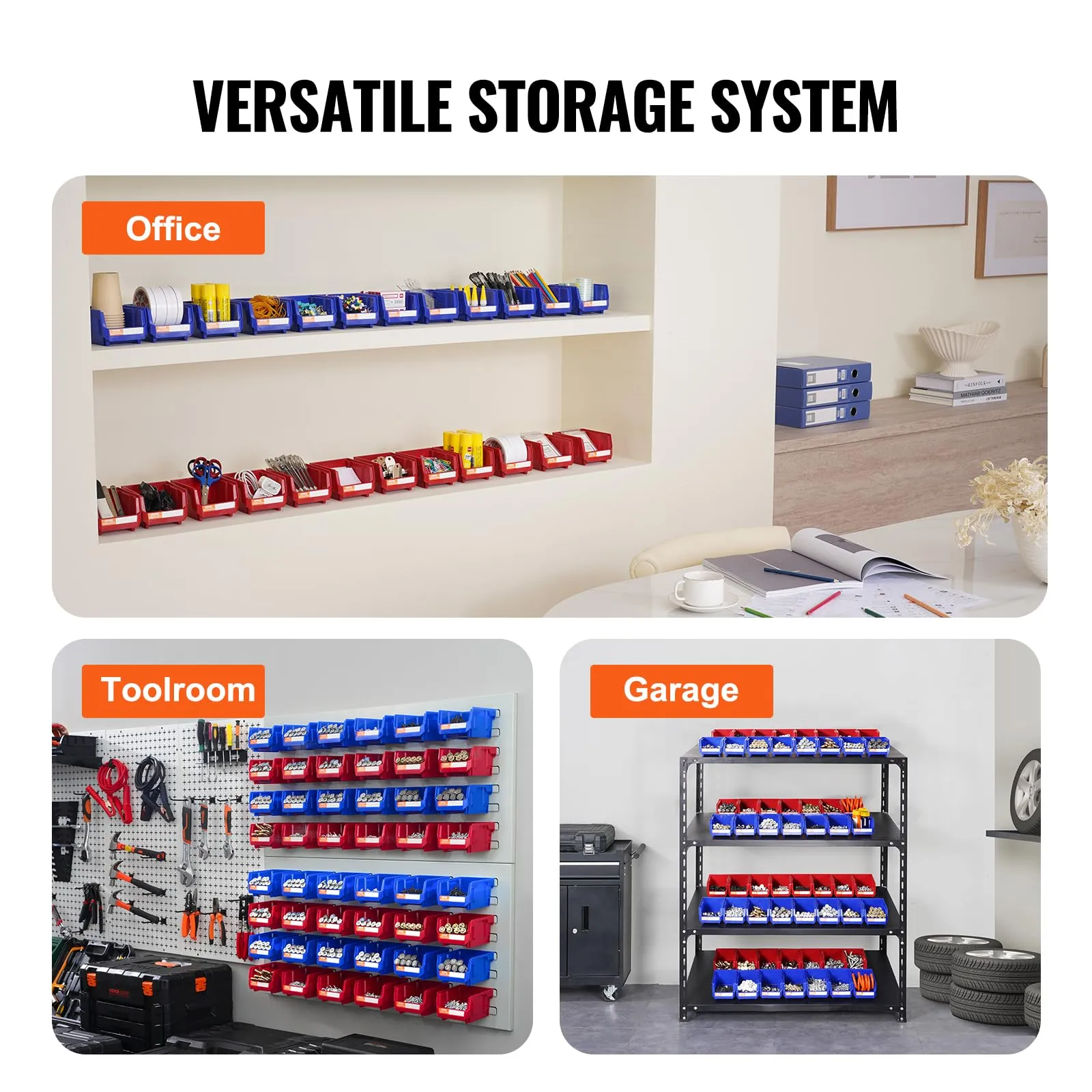 VEVOR Plastic Stackable Storage Bins 24 Pack (5 x 4 x 3-Inch), Hanging Stackable Storage Organizer Bins, Heavy Duty Stacking Containers for Closet,