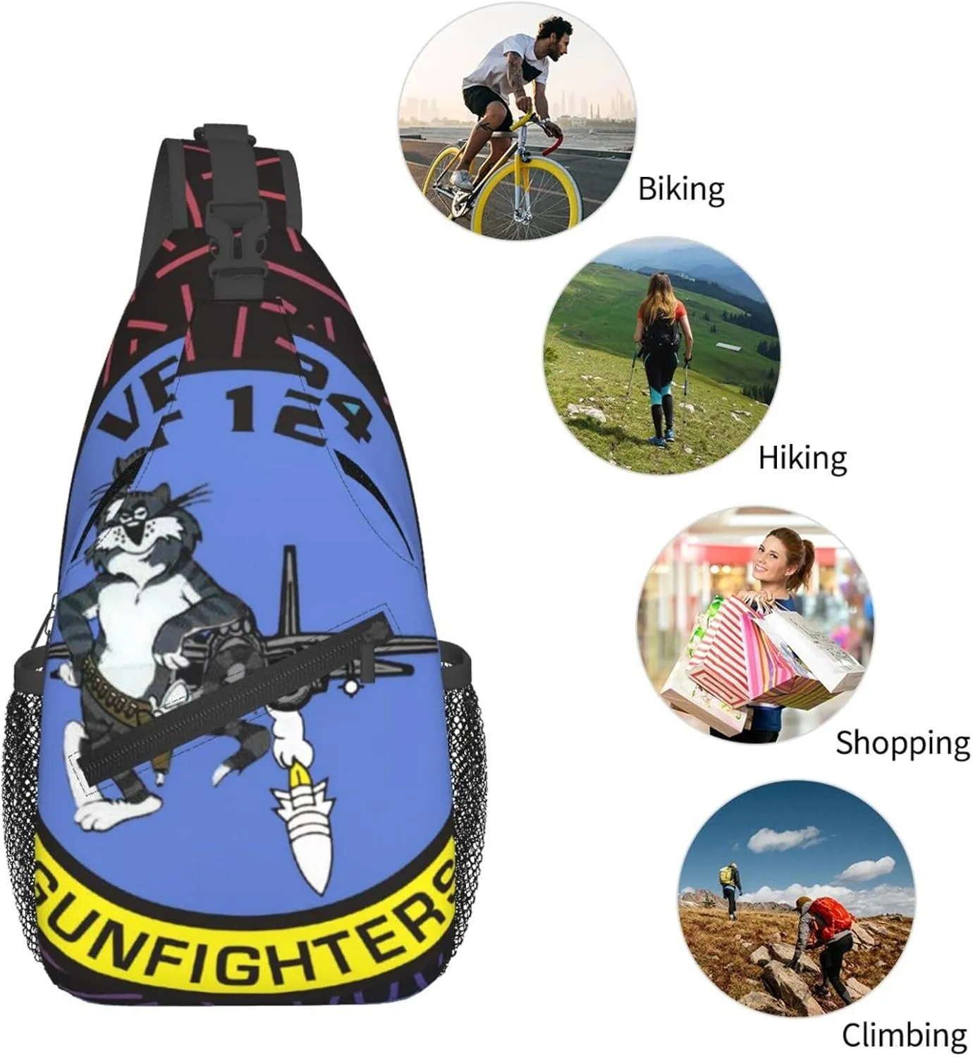 Vf 124 Gunfighters Crossbody Backpack For Men Women Sling Shoulder Dachshunds Dog Chest Bag Lightweight One Strap Multipurpose Travel Hiking Daypack