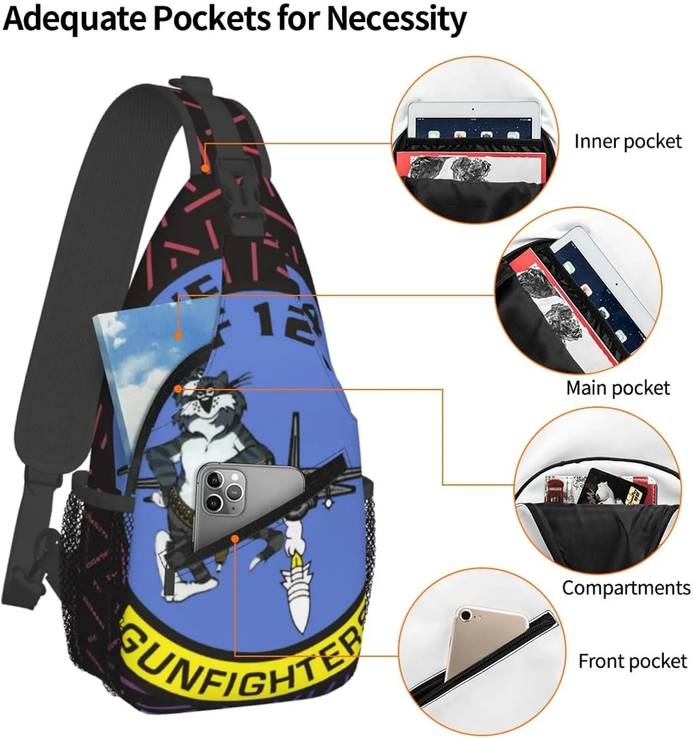 Vf 124 Gunfighters Crossbody Backpack For Men Women Sling Shoulder Dachshunds Dog Chest Bag Lightweight One Strap Multipurpose Travel Hiking Daypack