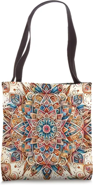 Vibrant Mandala Elegance: Intricate Geometric Art Tote Bag