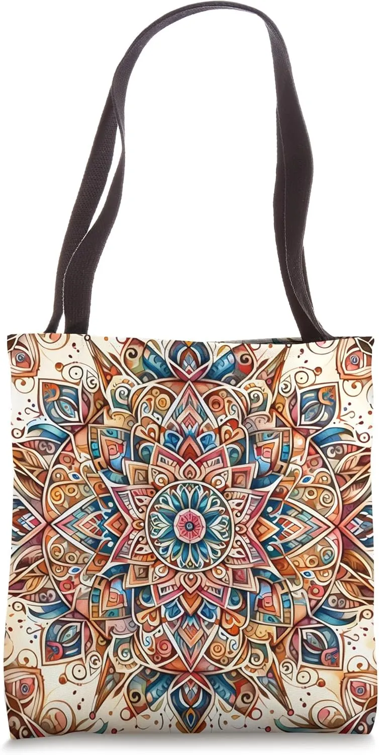Vibrant Mandala Elegance: Intricate Geometric Art Tote Bag